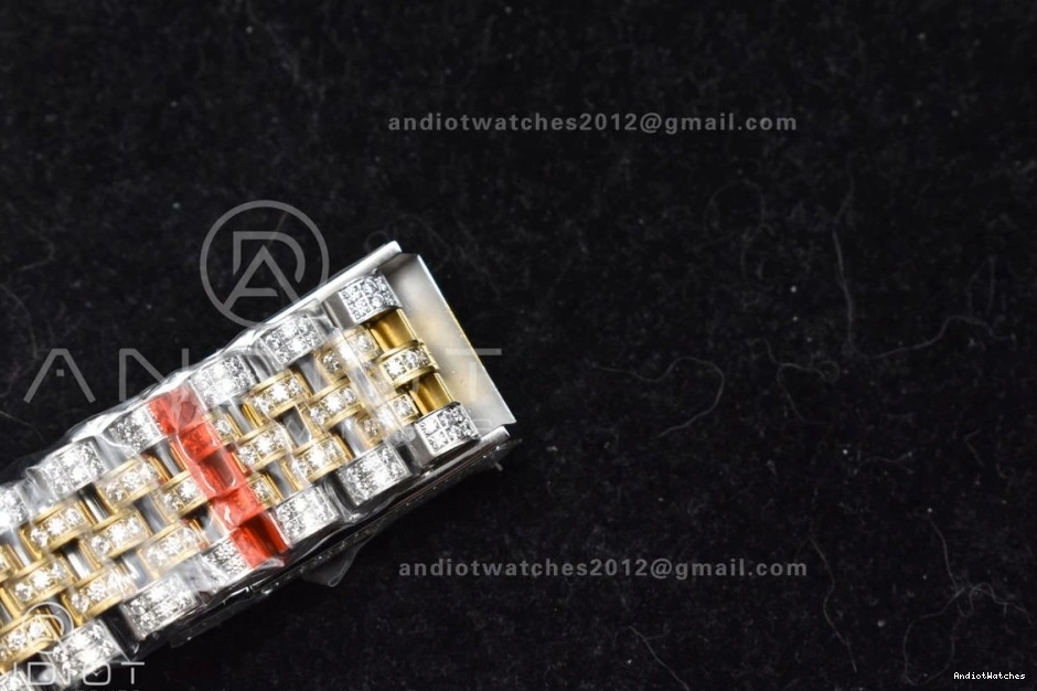 Gold Dial DateJust Tone 2 1196 Best Roman 41mm TWD Flexible Diamond Yellow Version 0727